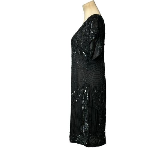 Barkha black sequin silk open back formal party dress size small - Picture 15 of 16
